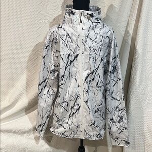 Azul by Moussy White and Black Marble Jacket, size large